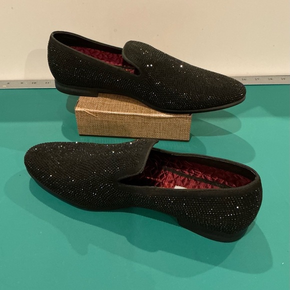 Steve Madden Cirius Black Crystal Slip-On Loafers Size 10 - Picture 3 of 7